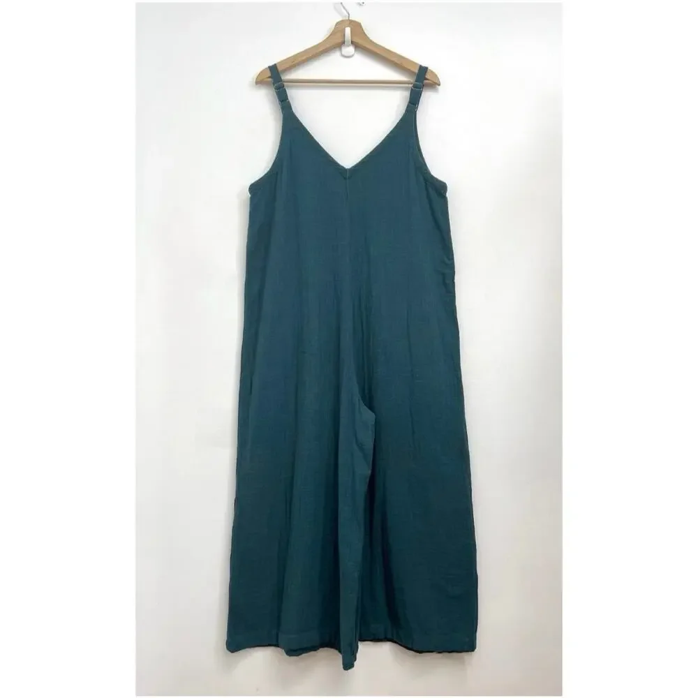 Natural Life Chelsea Wide Leg Oversized V-Neck Cotton Gauze Jumpsuit - Medium - Picture 3 of 12